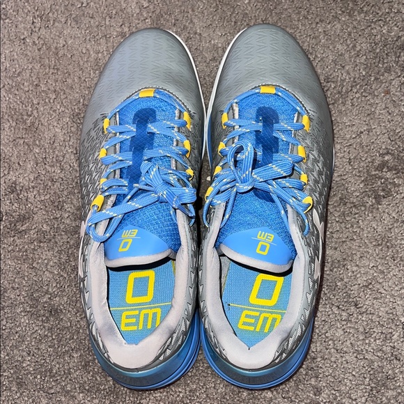 Under Armour Blue and Gray Sneakers with Yellow Accents - Picture 5 of 8